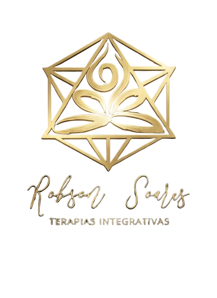 Robson Soares — Terapias integrativas. Identidade visual com símbolo dourado.